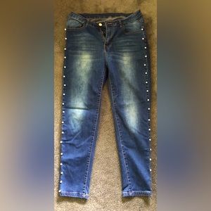 Pearl embellished jeans